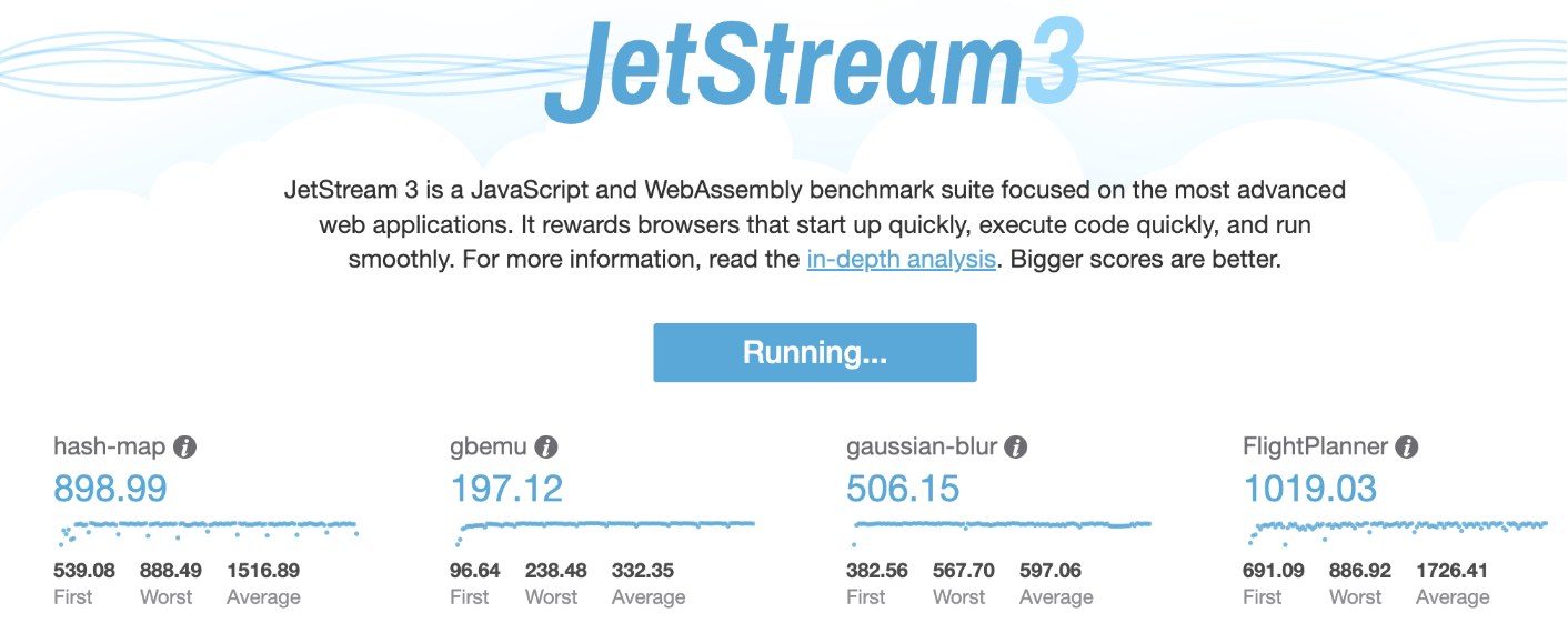 JetStream 3 benchmark interface example published by Google.