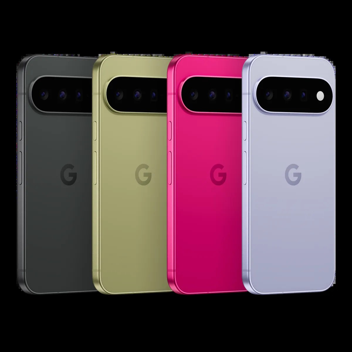 Google Pixel 11 phones in four colours viewed from the back